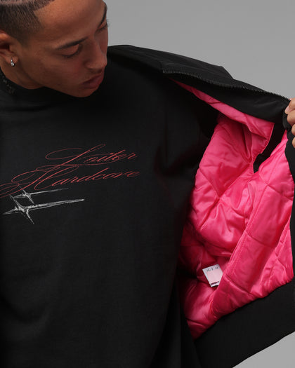 Loiter Hybrid Cropped Bomber Jacket Black