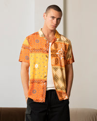 Carre Bandana Ultra Button Up Shirt Orange