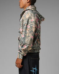 Loiter Waffle Zip Hoodie Pink Tree Camo