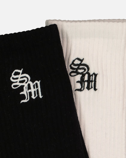 Saint Morta Monogram Crew Socks 2 Pack Black