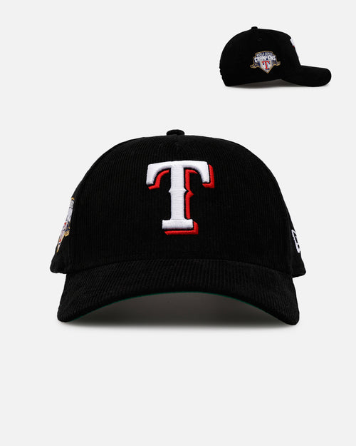 New Era Texas Rangers 'Black Cord' 9FORTY A-Frame Corduroy Snapback Black