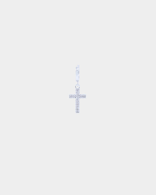 Saint Morta Mini Cross Earring Iced White Gold