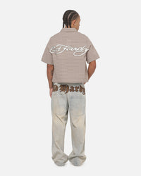 Ed Hardy Vandal Button Up Shirt Brown Check