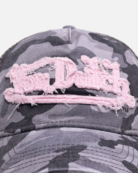 Von Dutch Washed Twill Trucker Hat Camo Pink