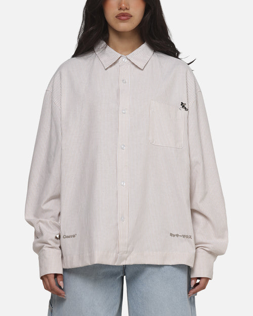 Carre x Disney M&F Long Sleeve Oxford Shirt Ecru/Dark Khaki