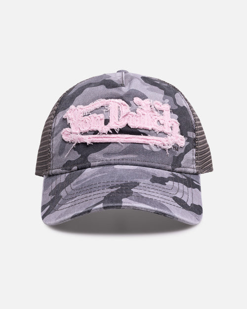 Von Dutch Washed Twill Trucker Hat Camo Pink