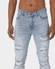 Carré Rugueux Distressed Skinny Jeans Light Blue