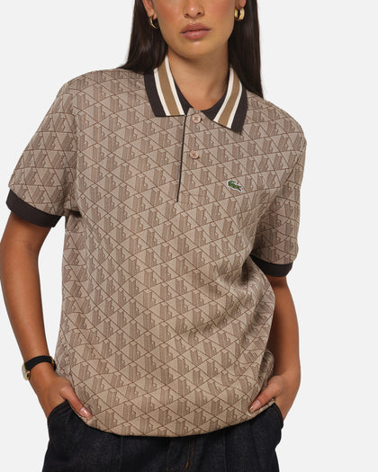 Lacoste Monogram Classic Fit Polo T-Shirt Crossiant/Cookie