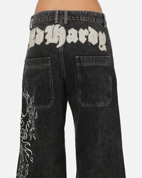 Ed Hardy Women's Distressed Logo Jeans Black
