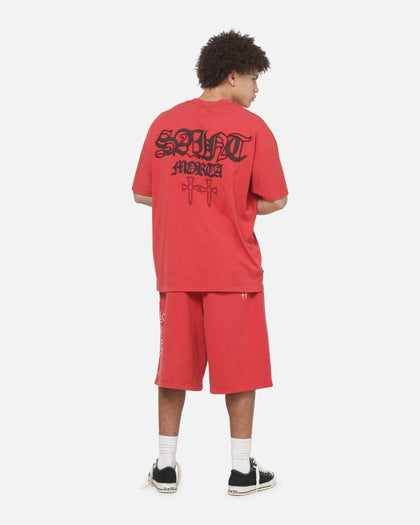 Saint Morta Destruct Boxy T-Shirt Vintage Washed Red