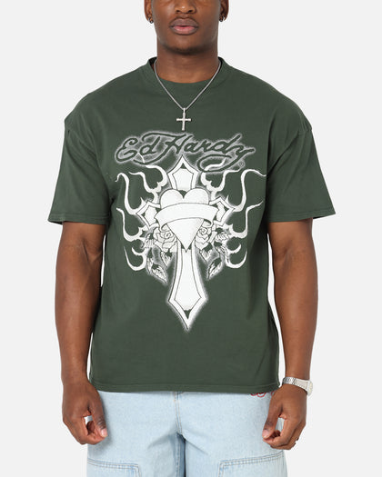 Ed Hardy Cross My Heart T-Shirt Pine Green