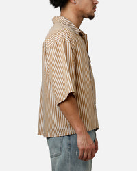 MNML Strip One Pocket Pajama Shirt Brown/Cream