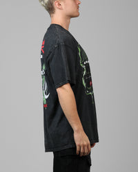 Loiter Inferno Drop T-Shirt Black Acidwash