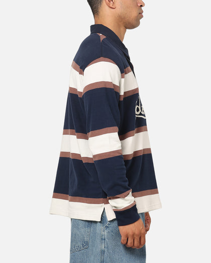 S Double Chain Stitch Long Sleeve Rugby Jersey Navy