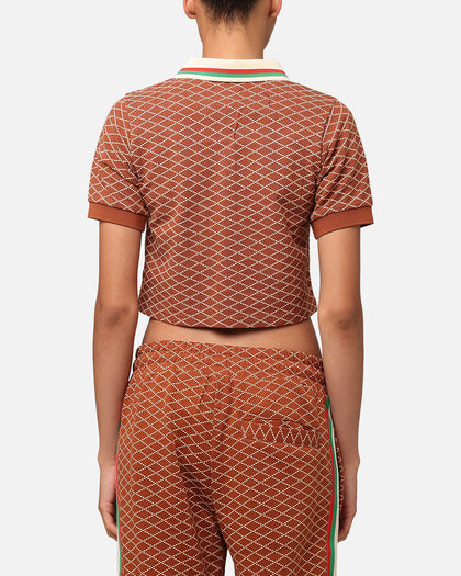 XXIII Women's Cropped Printed Polo Shirt Brown