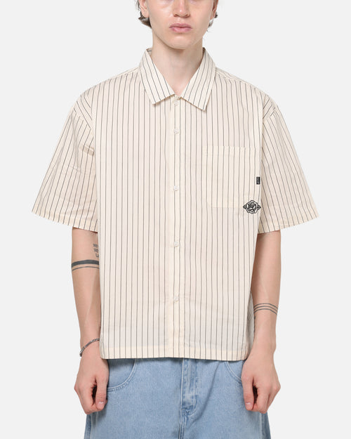 Carre Signature Rose Button Up Shirt Natural Pinstripe