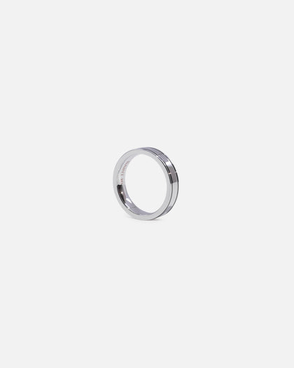 Saint Morta 5mm Black Etched Ring White Gold