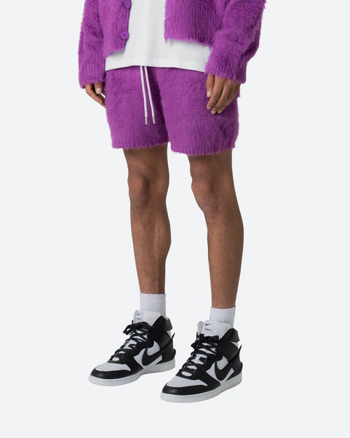 MNML Fuzzy Sweat Shorts Purple