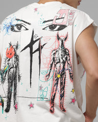 Loiter Hand Drawn Muscle T-Shirt Off White