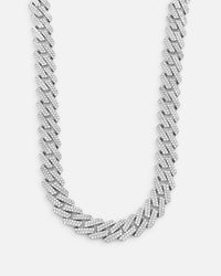 Saint Morta 18" 14mm Iced Interlink Chain Iced White Gold