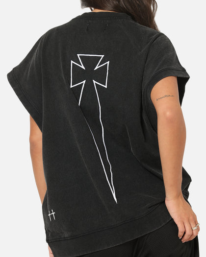 Saint Morta Athletc Cut Off Sweat T-Shirt Washed Black