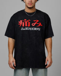Loiter Pain Vintage T-Shirt Black Acidwash