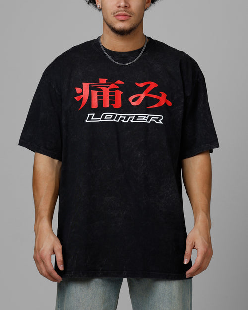 Loiter Pain Vintage T-Shirt Black Acidwash