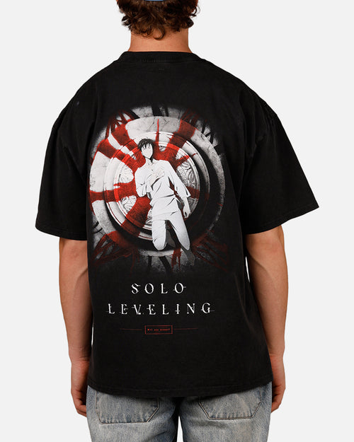 73Studio X Solo Leveling Solo Leveling Vintage T-Shirt Black Acidwash