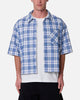 MNML Crop Flannel Short Sleeve Shirt Blue