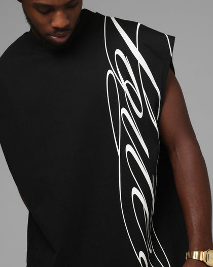 Loiter Script Muscle T-Shirt Black