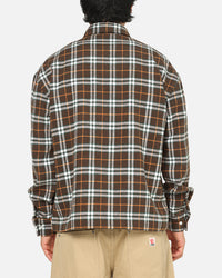 Carre Workwear Long Sleeve Button Up Shirt Brown-Plaid