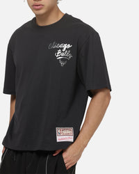 Mitchell & Ness Chicago Bulls Tape Crop T-Shirt Washed Black