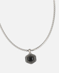 Guess Mainline Lion King Crystal Exagon Necklace Silver