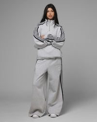 Loiter Hybrid Track Quarter Zip Grey Marle