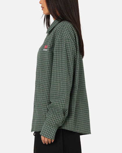 Carre Motion Long Sleeve Button Up Shirt Green Check