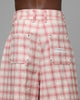 Loiter Utility Cargo Shorts Pink Check