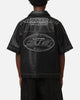 Loiter Motor PU Leather Button Up Shirt Black