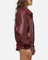 Ed Hardy Studded Bomber Jacket Red