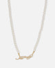 Ed Hardy Scroll Logo Carrie Pearl Necklace Gold
