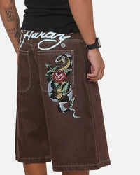 Ed Hardy Serpent Jorts Brown