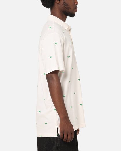 Adidas Originals Printed Trefoil Polo T-Shirt Chalk White