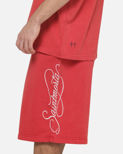 Saint Morta Scripted Baggy Shorts Vintage Washed Red