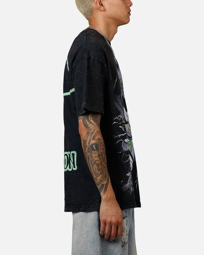 73Studio x South Park Mysterion Heavyweight T-Shirt Black Acidwash