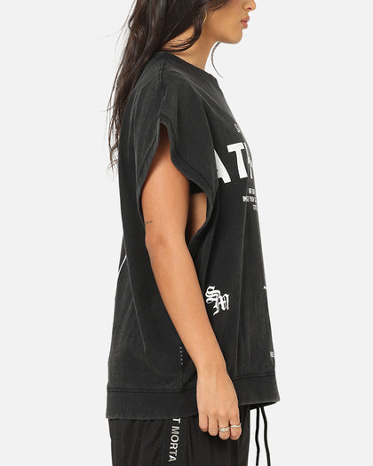 Saint Morta Athletc Cut Off Sweat T-Shirt Washed Black