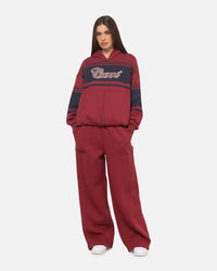 Carre Varsity Stripe Zip Hoodie Burgundy/Navy