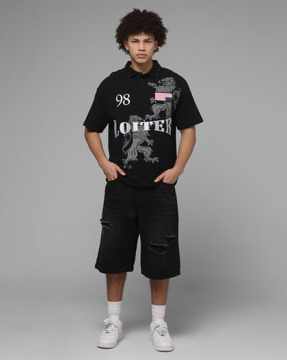Loiter United Polo T-Shirt Black