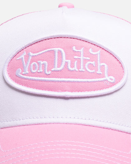 Von Dutch Pink & White Trucker Snapback Pink