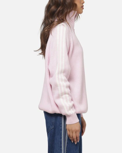 Adidas Women's Funnel Neck Quarter Zip Sweatshirt Pink