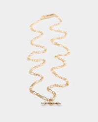 Wild For The Weekend Pearl T-Bar Necklace Gold