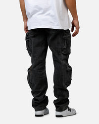MNML V709 Wide Bellow Cargo Denim Pants Black
